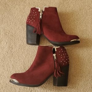 Burgundy Suede Booties Size 39